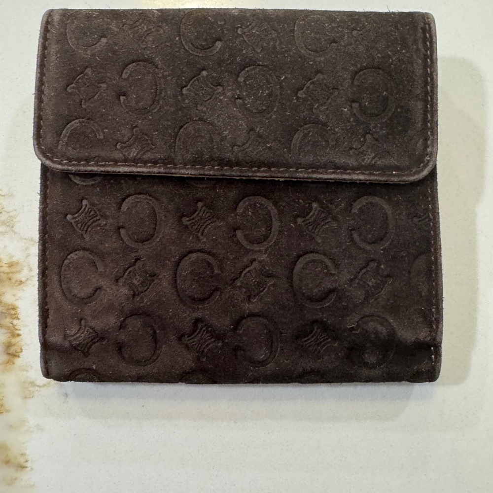 Celine Vintage Macadam Suede Trifold Wallet - Picture 2 of 6